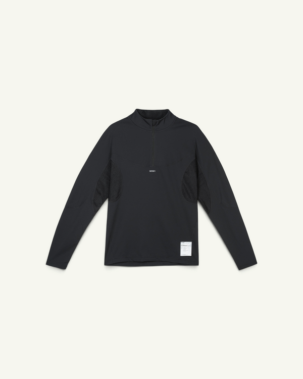 Satisfy FuzzFleece Octa Half-Zip Long Tee, Black – front