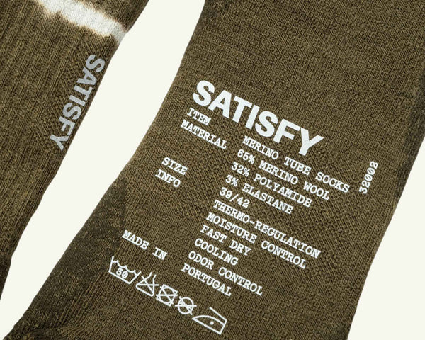Satisfy Merino Nylon Tube Socks, Tie-Dye Capers – detail