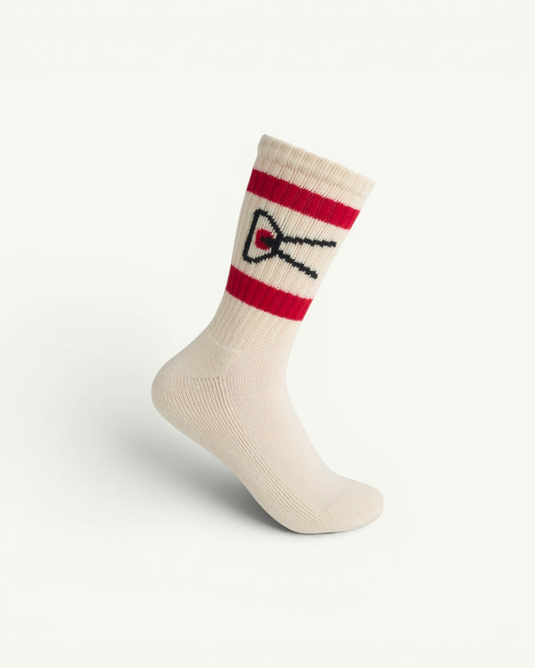 District Vision Cotton Socks 2-Pack, Cream & Red Stripe | Amateur