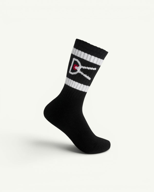 District Vision Cotton Socks 2-Pack, Black & White Stripe | Amateur
