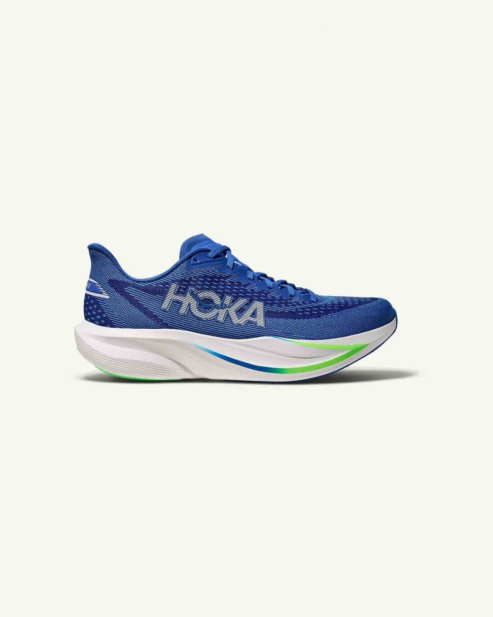 Hoka Mach 7, Cobalt Blue / Neon Green – side