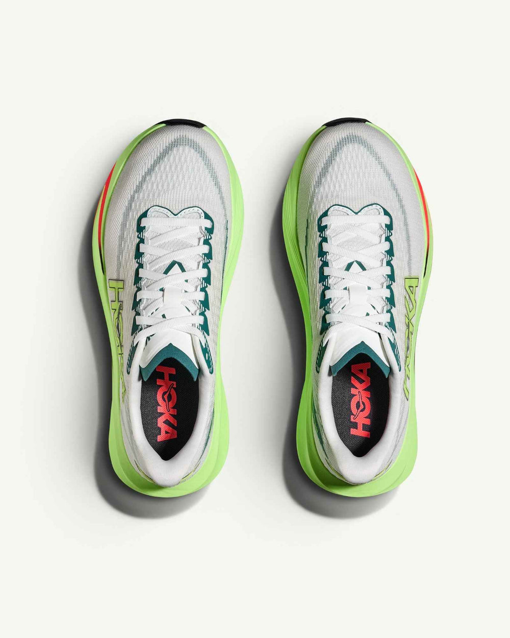 Hoka Mach 7, Frost / Neon Yuzu – side
