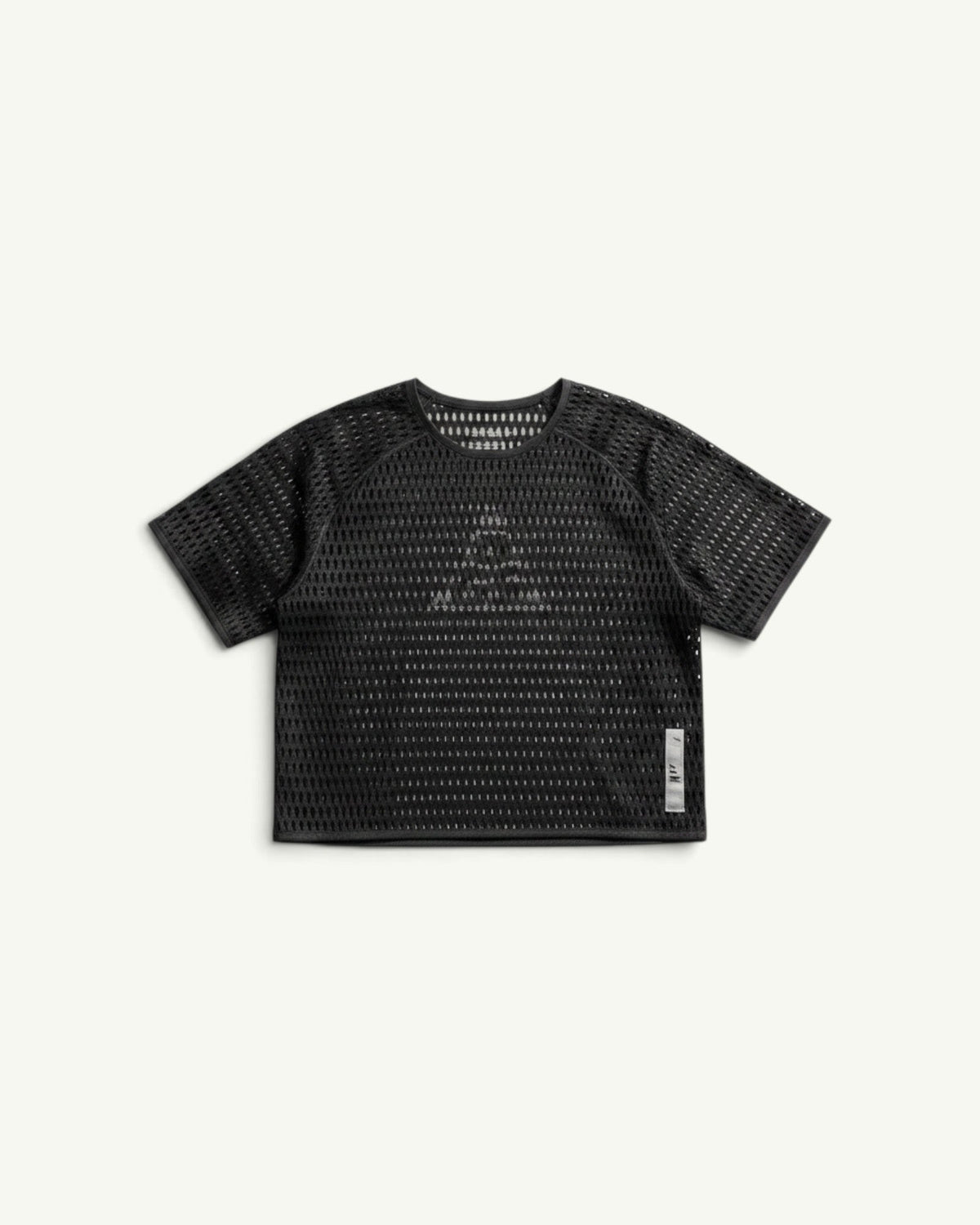 Nike ACG black short-sleeve mesh running top with open-hole Dri-FIT knit for maximum airflow and heat ventilation.