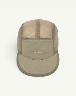 The trail cap that disappears. Ultralight, water-repellent Rippy ripstop from Italy with a SilverShell brim that reflects heat back where it came from. A short brim that won't soak up sweat, a stretch front panel that takes a headlamp, and a bungee cord for a locked-in fit. One size, all conditions.