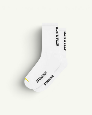 Attaquer Vertical Logo Socks, White | Amateur