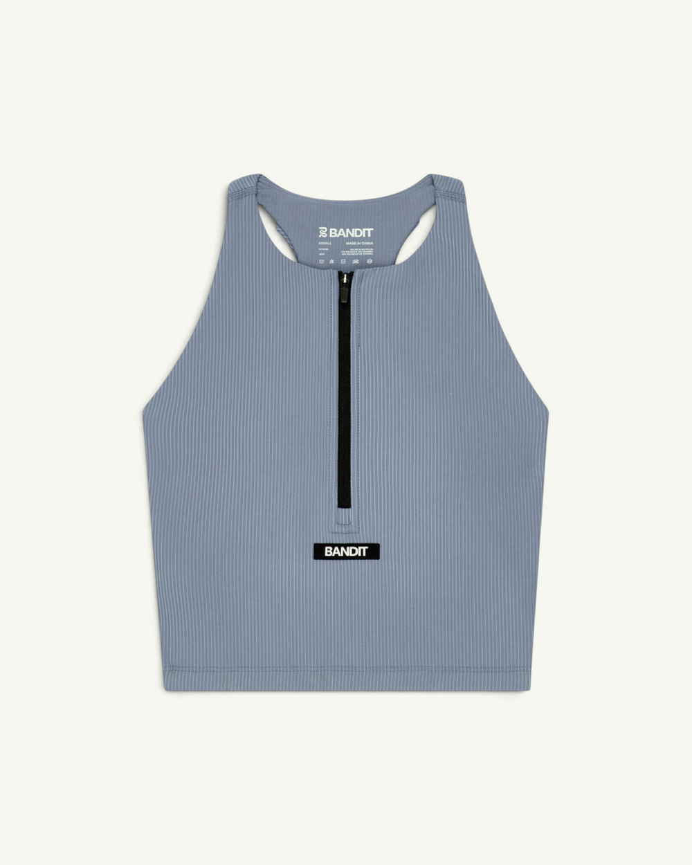 Bandit Striped Cadence Zip Front T-Back Race Crop, Steel Horizon / Pavilion Blue – front
