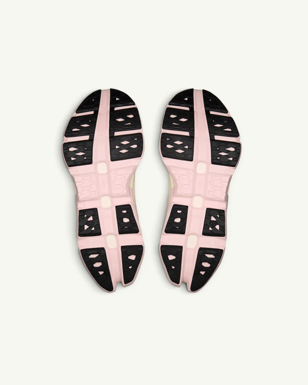 Amateur Women's Cloudmonster 3 Hyper running shoes showing the pink and black CloudTec outsole tread pattern