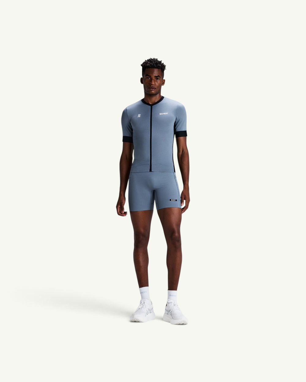 Amateur Men's Gridlock quarter tights in light blue, featuring a waffle-knit texture, drawstring waist, and pockets.
