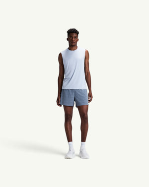 Amateur men's CoolGrid 5-inch running shorts in grey, featuring a moisture-wicking liner and multiple storage pockets.