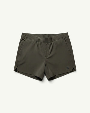 Amateur men's performance Volt shorts in olive green, featuring lightweight ventilated fabric and side slits.