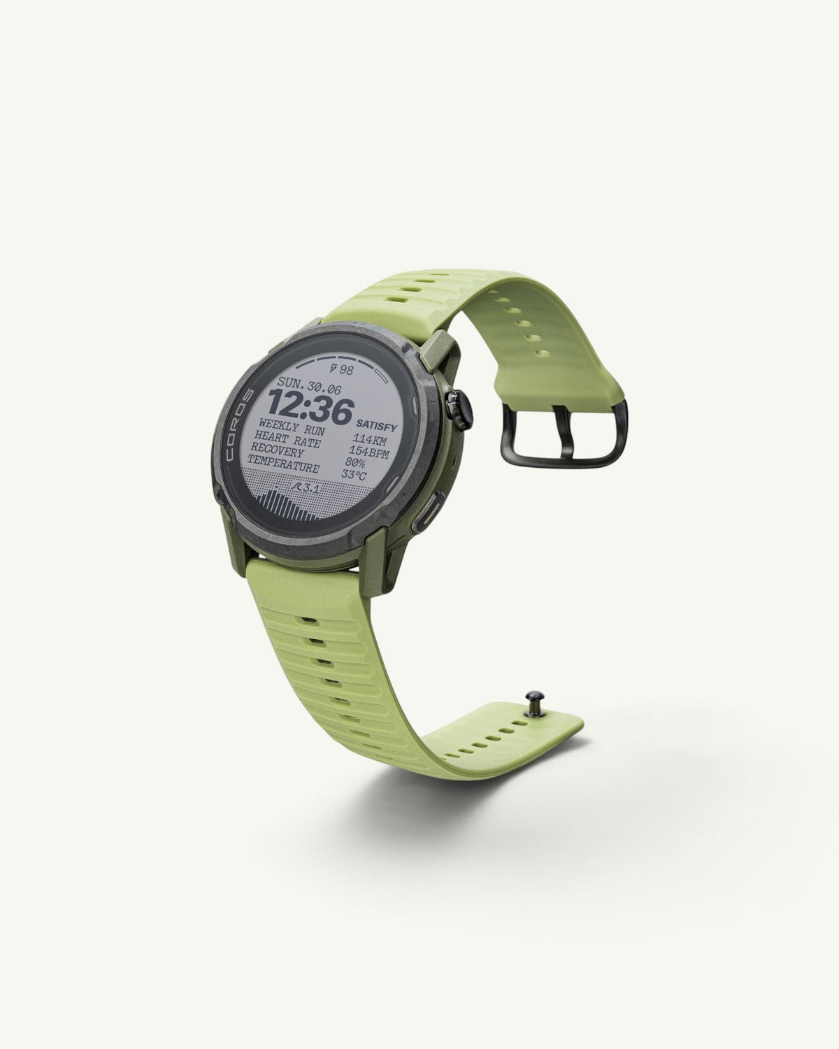 Amateur SATISFY COROS APEX 4 multisport watch in Burnt Olive with a unique ice crystalized titanium bezel.