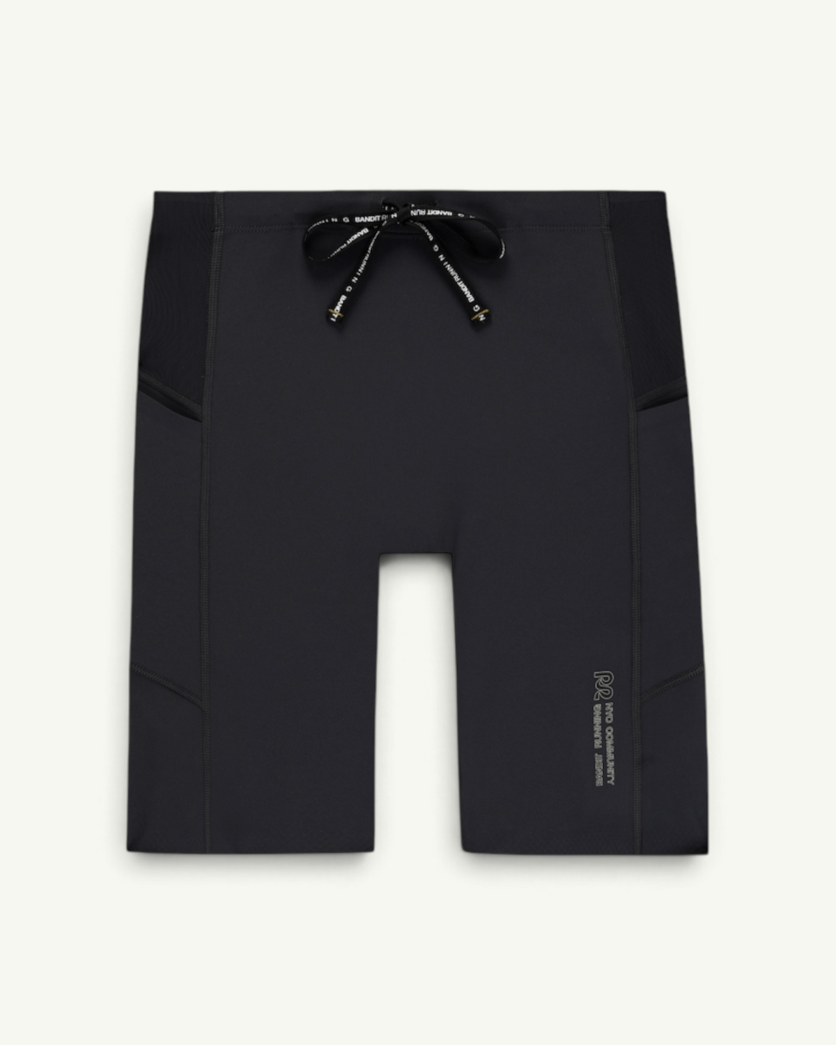 Amateur Stamina black compression half tights for men with ribbed mesh panels and an adjustable drawstring waistband.