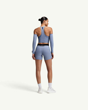 Bandit Striped Cadence Zip Front T-Back Race Crop, Steel Horizon / Pavilion Blue – back