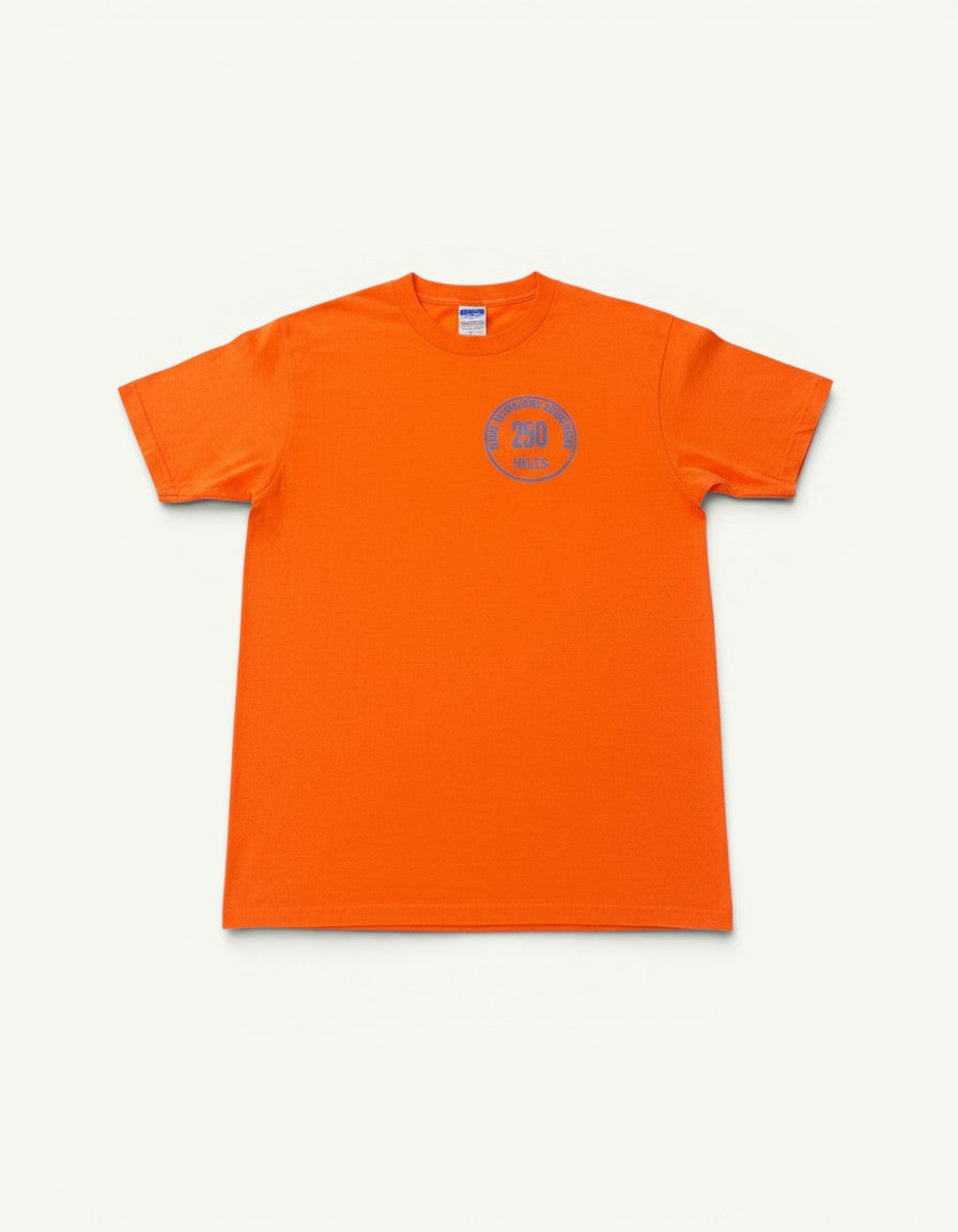 Amateur vintage washed orange cotton t-shirt with blue Xerox Recreation Association chest print
