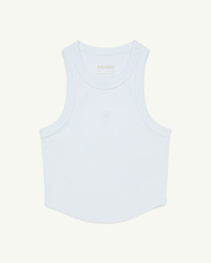 Amateur women's Vituccia performance tank in light blue with a ribbed texture and embroidered logo detail.