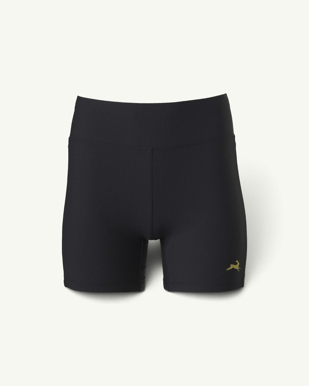 Amateur women's black Twilight short tights with a wide waistband, textured knit fabric, and gold logo detail.
