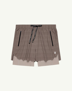 Bandit Men's CoolGrid 2-in-1 Run Shorts, Cocoa | Amateur