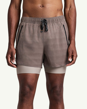 Bandit Men's CoolGrid 2-in-1 Run Shorts, Cocoa | Amateur
