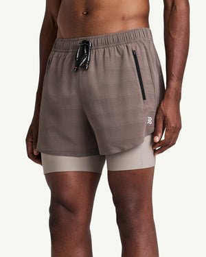 Bandit Men's CoolGrid 2-in-1 Run Shorts, Cocoa | Amateur