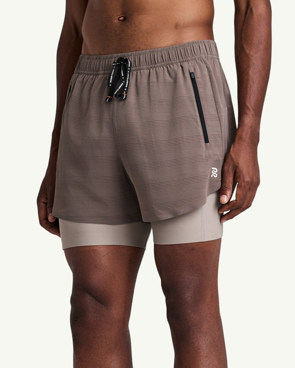 Bandit Men's CoolGrid 2-in-1 Run Shorts, Cocoa | Amateur