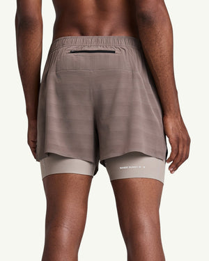 Bandit Men's CoolGrid 2-in-1 Run Shorts, Cocoa | Amateur