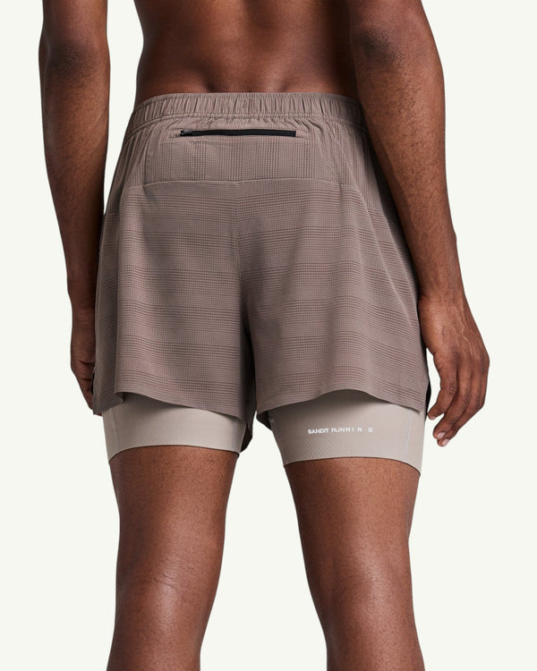Bandit Men's CoolGrid 2-in-1 Run Shorts, Cocoa | Amateur