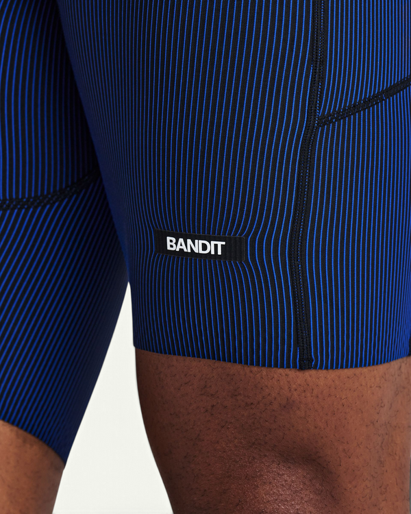Bandit Men's Striped Cadence Half Tights, Black / Bauhaus Blue | Amateur