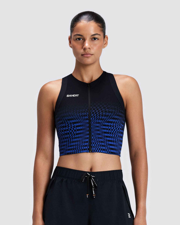Bandit Women's Adapto 2-Way Zip Race Crop, Bauhaus Blue – front