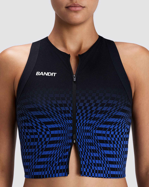 Bandit Women's Adapto 2-Way Zip Race Crop, Bauhaus Blue – front