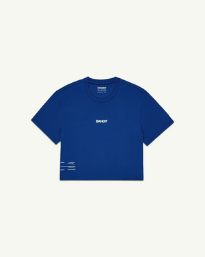 Bandit Women's Micromesh Cropped Run Tee, Bauhaus Blue | Amateur