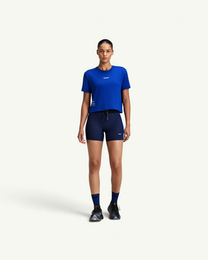 Bandit Women's Micromesh Cropped Run Tee, Bauhaus Blue | Amateur