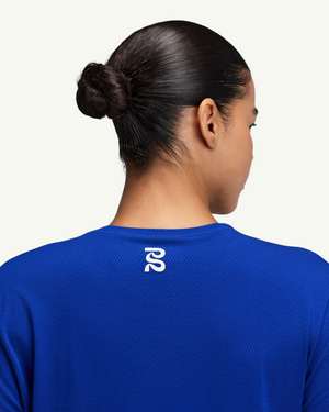 Bandit Women's Micromesh Cropped Run Tee, Bauhaus Blue | Amateur