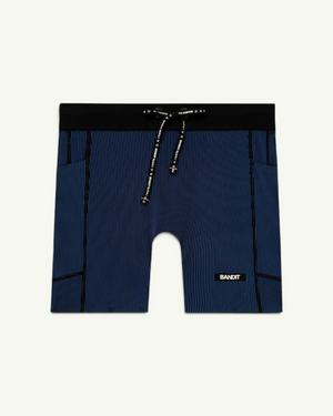 Bandit Women's Striped Cadence 5" Compression Shorts, Black / Bauhaus Blue | Amateur