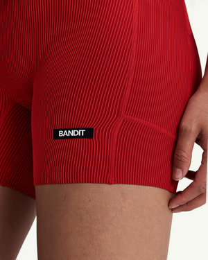 Bandit Women's Striped Cadence 5" Compression Shorts, Oxide Red/Signal Red | Amateur