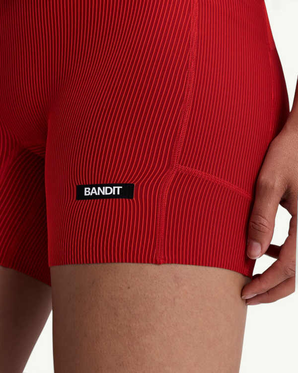 Bandit Women's Striped Cadence 5" Compression Shorts, Oxide Red/Signal Red | Amateur