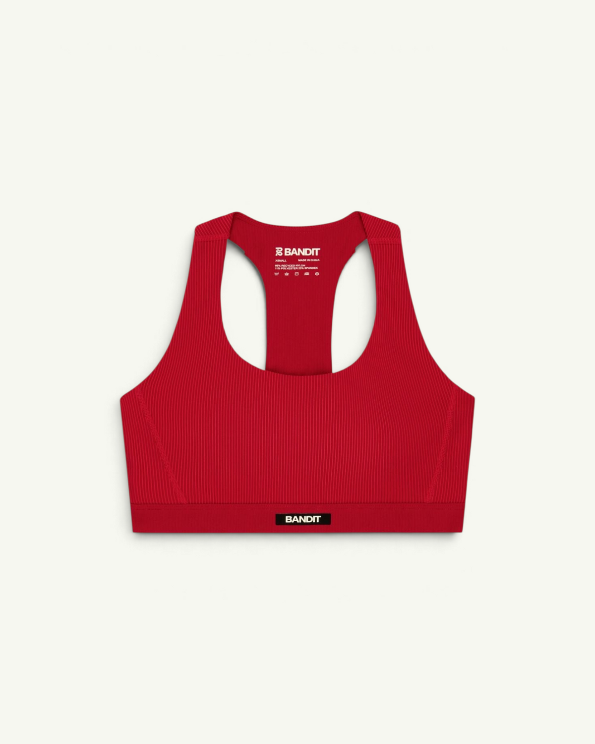 Bandit Women's Striped Cadence Scoop Neck T-Back Run Bra, Oxide Red/Signal Red | Amateur