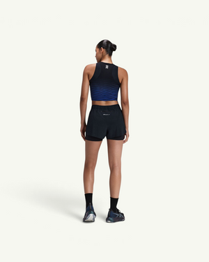 Bandit Women's Striped Cadence Zip Front T-Back Race Crop, Black/Bauhaus Blue | Amateur