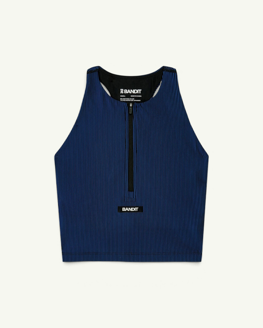 Bandit Striped Cadence Zip Front T-Back Race Crop, Black / Bauhaus – front